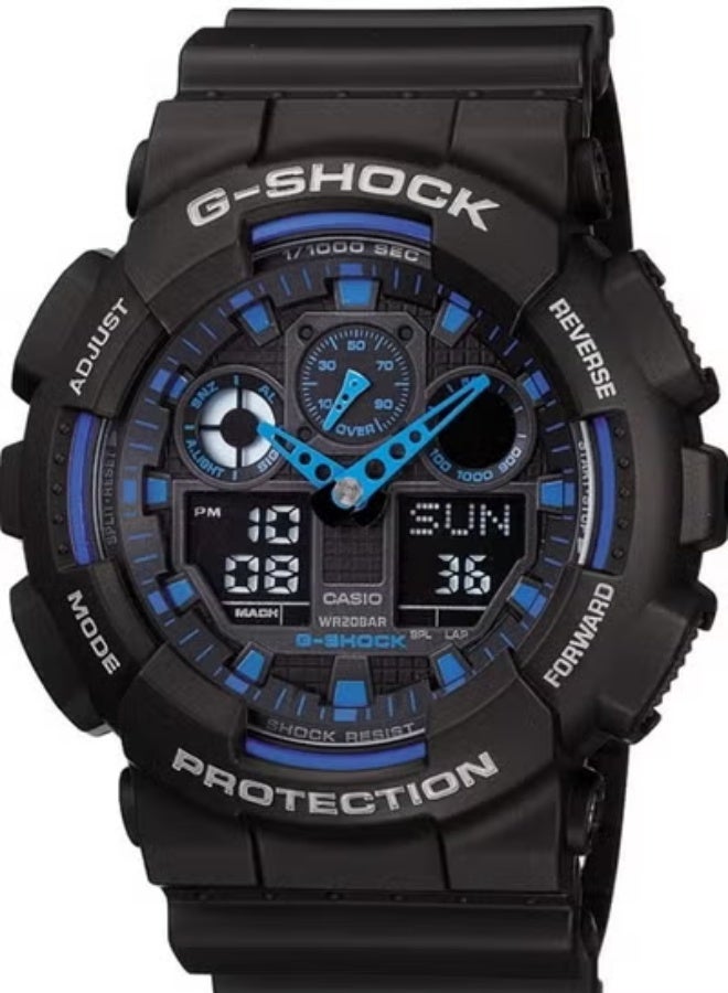 شوك ساعة كاسيو جي شوك للرجال تناظرية رقمية بتوقيت عالمي GA-100-1A2 - Image 1